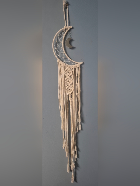 Other - Bohemian Crescent Moon Cream Tone Macrame Dream Catcher Wall Hanging